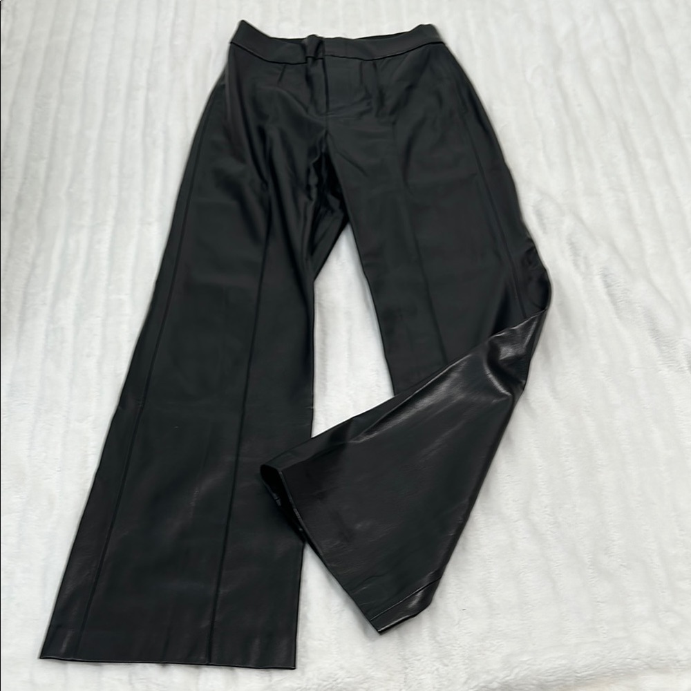 Boston Proper Black Wide Leg Faux Leather Pants